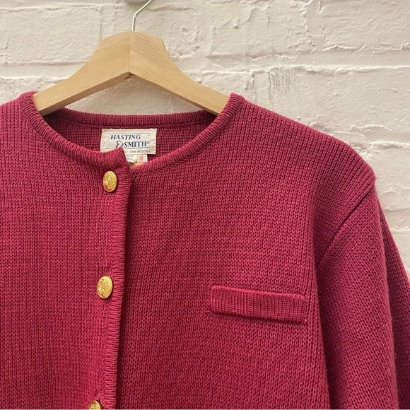 Vintage Hasting & Smith || Knit Lady Jacket Style Cardigan Pink Small Petite