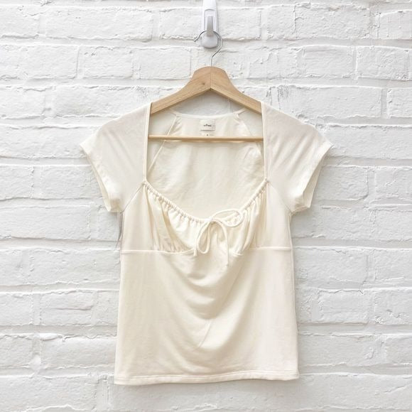 Aritzia || Wilfred Surprise Sweetheart Jersey Babydoll Peasant Tee Birch S NWT