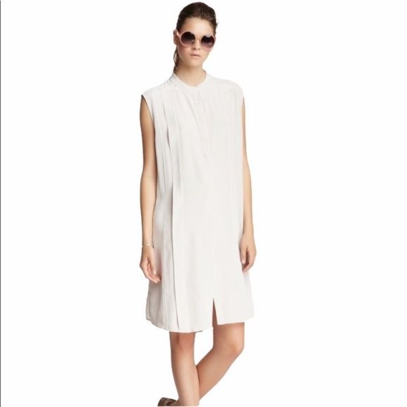 Paper Denim & Cloth || Sleeveless Tunic Shirt Dress Shirtdress Silk Ivory M