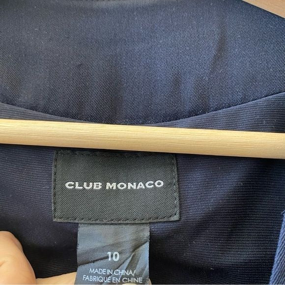 Club Monaco || Silk Collarless Oversized Single Button Blazer Navy 10