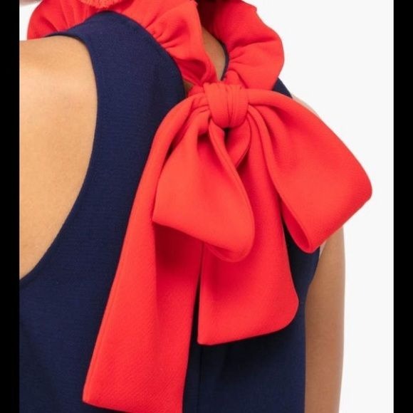 Tuckernuck || Pomander Place Mason Blouse High Ruffle Neck Navy Red Small