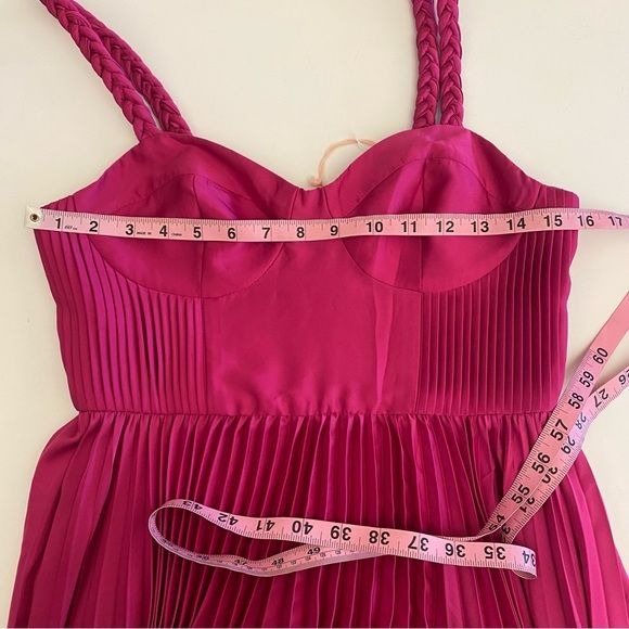 Anthropologie || Hutch Corset Pleated Braided Strap Gown Formal Maxi Pink Fuchsia 2