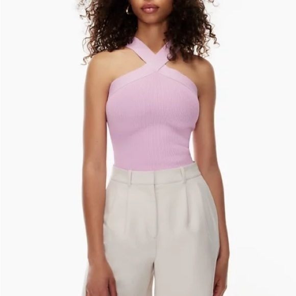 Aritzia || Babaton Sculpt Knit Criss Cross Tank in Lyrical Lilac Purple Pink 2XL