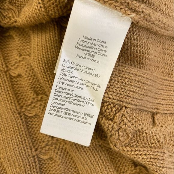 J. Crew || Cotton-Cashmere Cable-Knit Mockneck Sweater Camel XXS