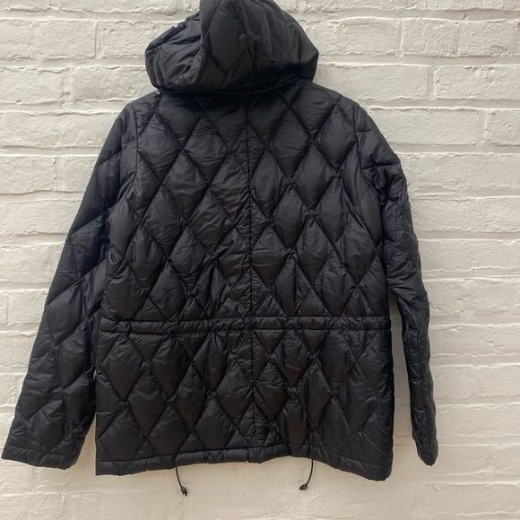 MaxMara || Rainwear Quilted Down Jacket Coat Puffer Hooded Black US 8 Made Italy