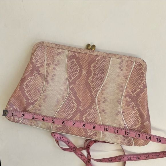 Via Spiga || Pink Snake Embossed Leather Clutch Handbag