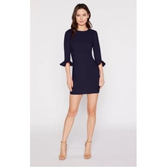 Likely || Bedford Mini Dress Ruffle Sleeve Navy 6