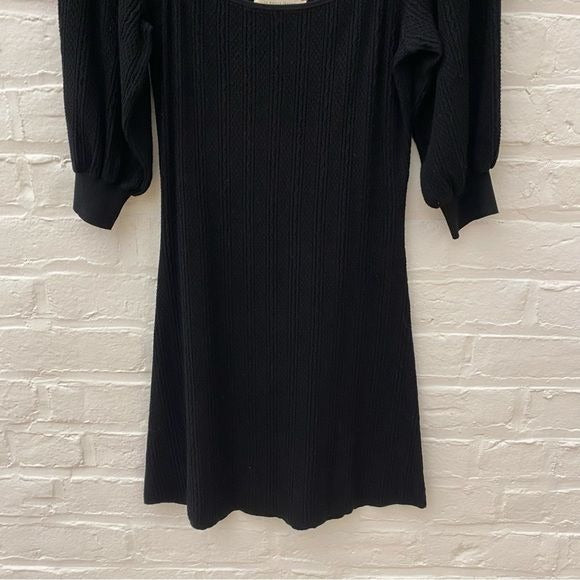 Sezane || Clelia Knit Puff Sleeve Mini Dress Black Medium