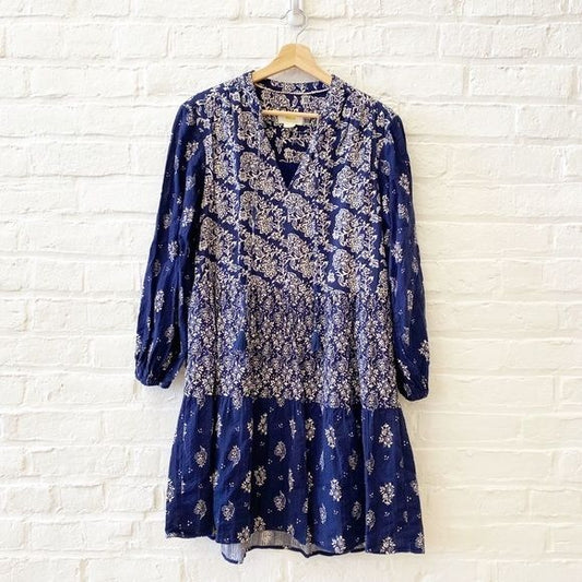 Anthropologie || Maeve Carlita Tiered Tunic Dress Navy Blue XS