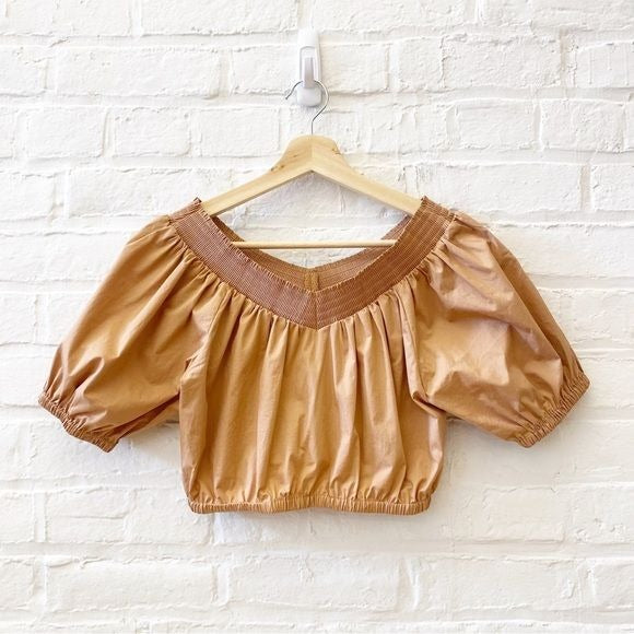 A.L.C. || Naya Crop Top Wide Neck Tan Beige 4