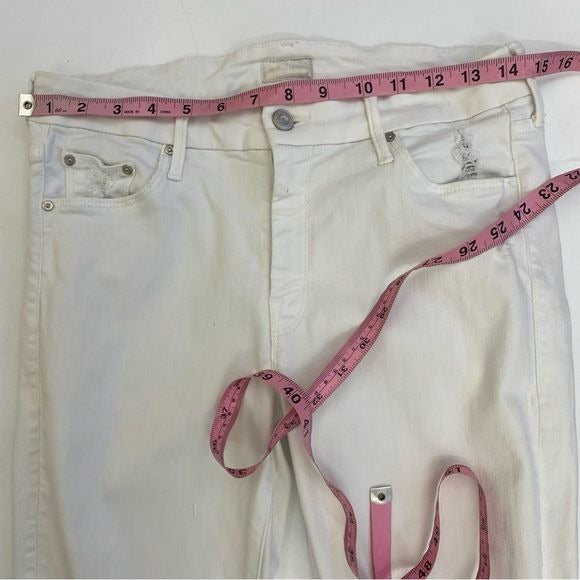 MOTHER || The Looker Ankle Fray Jeans Little Miss Innocent? Distressed White 28