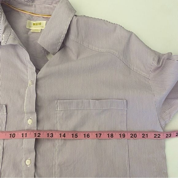 Anthropologie || Maeve Striped Boxy Button Down Blouse Top Purple Medium