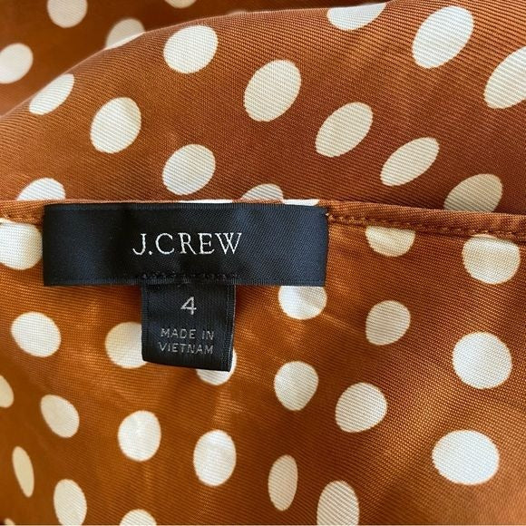 J. Crew || Gwen Cupro-blend Mini Slip Dress Dot Burnished Pecan Brown Orange 4