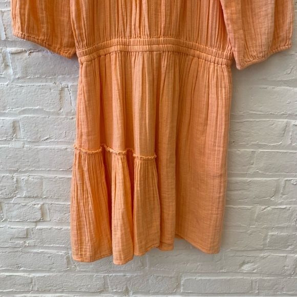 Apiece Apart || Camellia Mini Dress in Melon Orange Coral 2