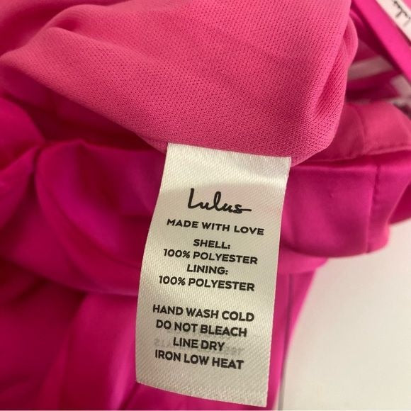 Lulus || Diva Destiny Hot Pink Satin Backless Halter Romper Medium NWT