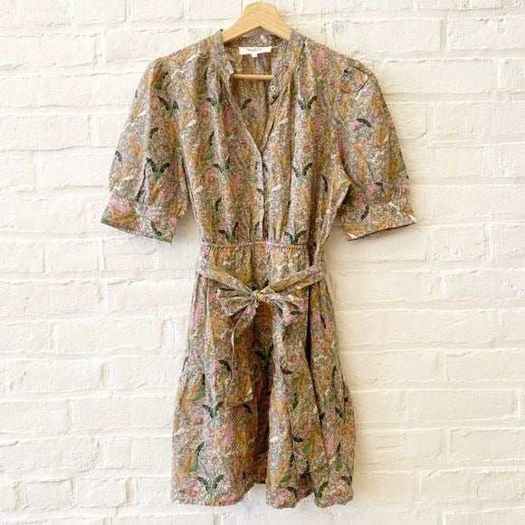 ba&sh || Jasmine Belted Botanical Shirt Dress 0 XS