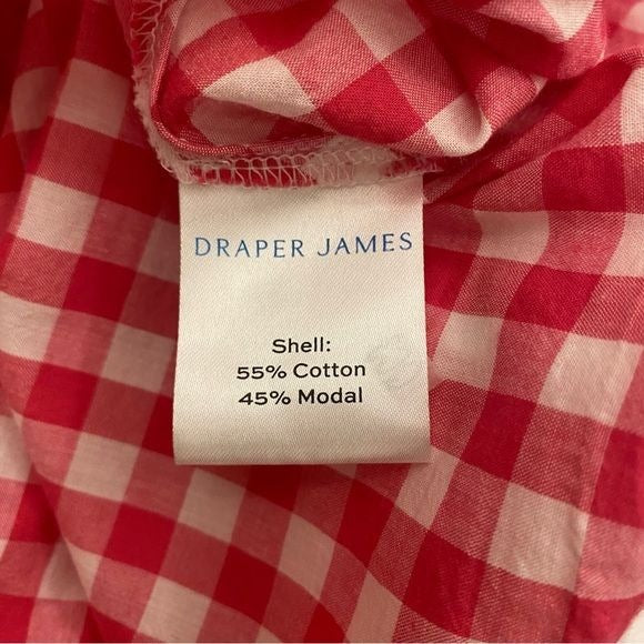 Draper James || Sleeveless Ruffle Button Down Gingham Top in Pink White XS