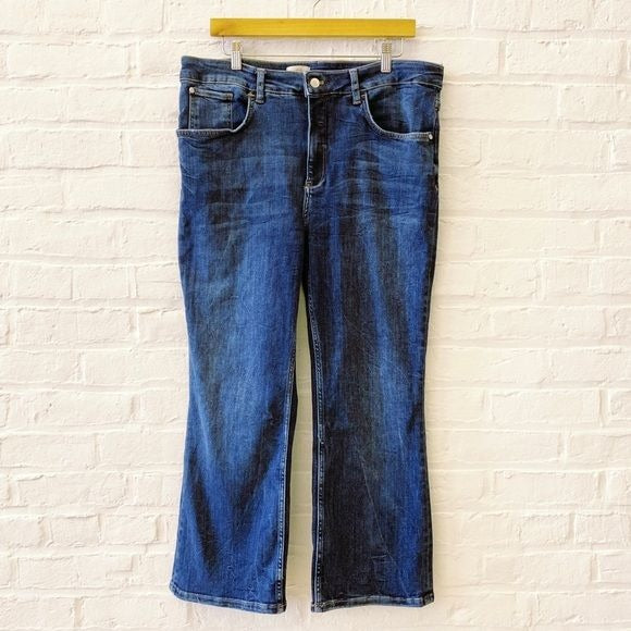 Anthropologie Dd Pilcro The Yaya Kick Flare Jeans Cropped Blue 34