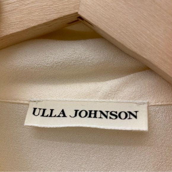 Ulla Johnson || Ivy Blouse Draped Crepe Wrap Tie Neck Blanc Ivory 6