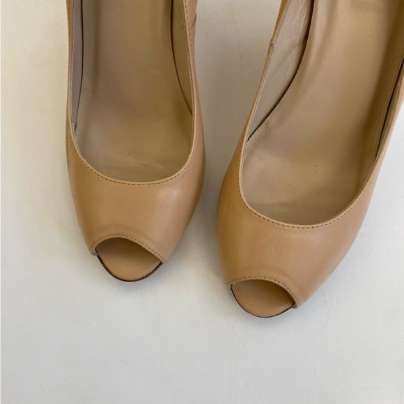 L.K. Bennett || Estela Espadrille Wedge Peeptoe Pump Nude Tan 41