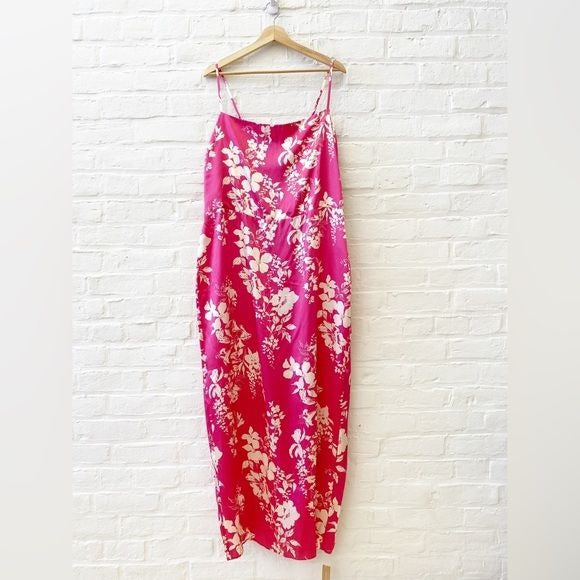 Reformation || Frankie Silk Dress Es in Hothouse Pink Floral NWT