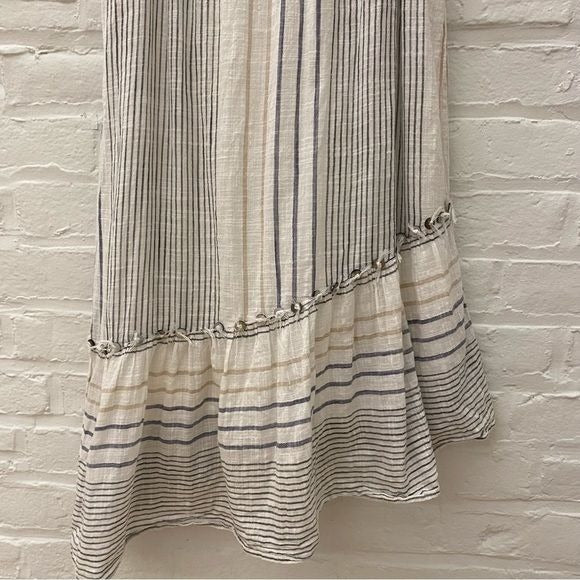 Anthropologie || Maeve Yarn Dyed Miller Dress Blue White XS