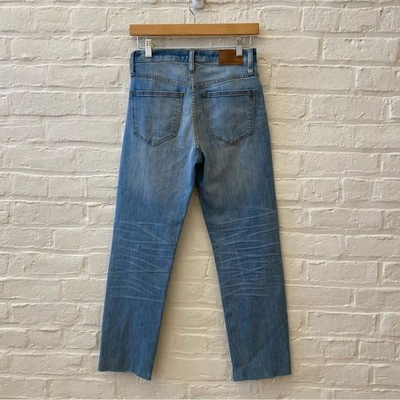 Madewell || Cruiser Straight Jeans: Reconstructed Edition Blue Raw Step Hem 24