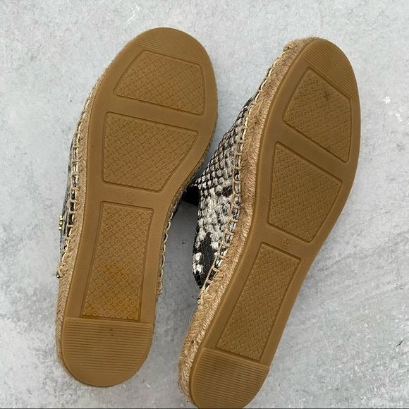 Tory Burch || Max Snake Embossed Espadrilles Slides Mules Slip Ons 5.5