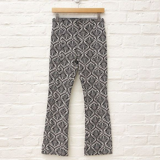 Anthropologie || Maeve Knit Kick Flare Crop Pant Black White XS