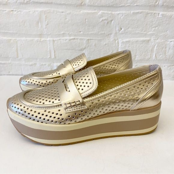 Dolce Vita || Janine Slip-On Platform Loafer Sneaker Perforated Softwaves Gold 8