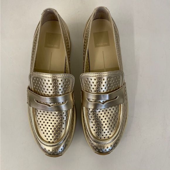 Dolce Vita || Janine Slip-On Platform Loafer Sneaker Perforated Softwaves Gold 8