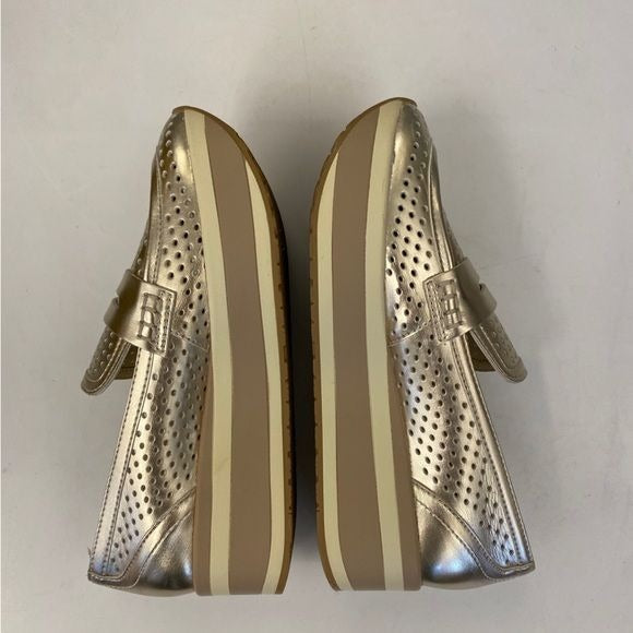 Dolce Vita || Janine Slip-On Platform Loafer Sneaker Perforated Softwaves Gold 8