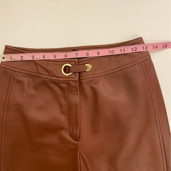 Escada || Cognac Lambskin Leather Pants Brown 34 US 2