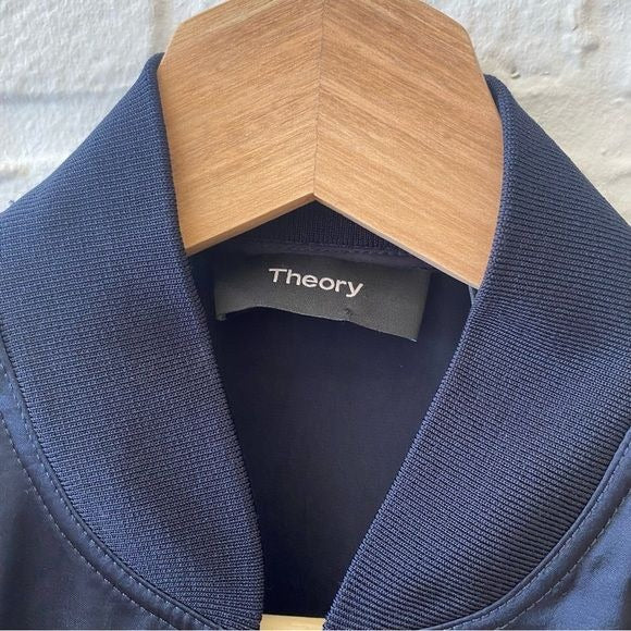 Theory || Satin Raglan Track Jacket in Deep Navy P