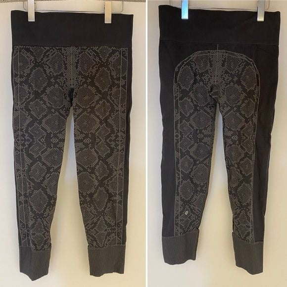 Lululemon || Ebb to Street Snake Print Leggings Seamless Gray 10