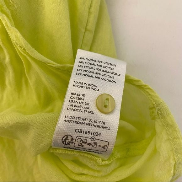 Anthropologie || Pilcro Twist-Front Blouse in Lime Yellow Green Medium