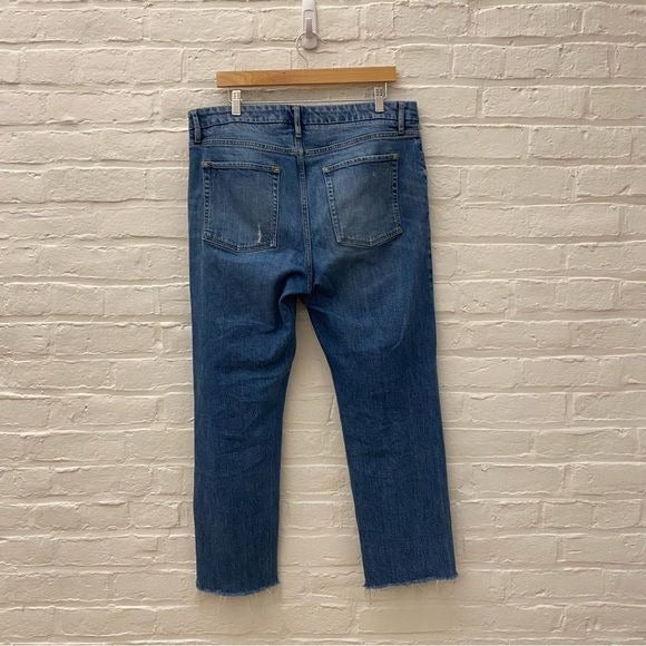 Porter Blue || Rebel Straight Leg Jeans Raw Hem 90s Organic Cotton Blue 32