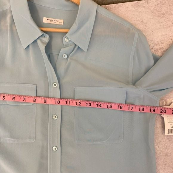 Equipment || Slim Signature Silk Shirt Pocket Button Down Seaside Blue M NWT