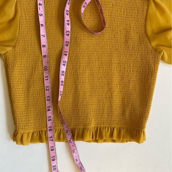 Aritzia || Wilfred Tempest Blouse Smocked Asher Sleeve Yellow Gold Medium