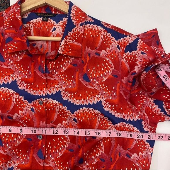 Brooks Brothers x Zac Posen || Red Poppy Floral Belted Shirt Dress Fit Flare 16