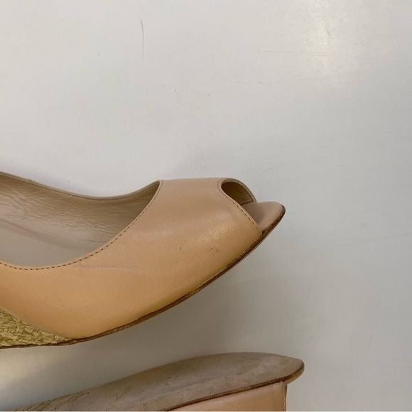 L.K. Bennett || Estela Espadrille Wedge Peeptoe Pump Nude Tan 41