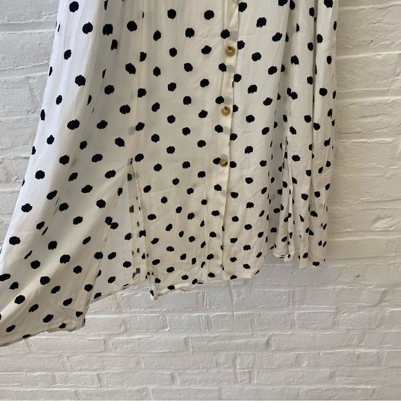 & Other Stories || Polka Dot Button Front Midi Dress Slits White + Black 8