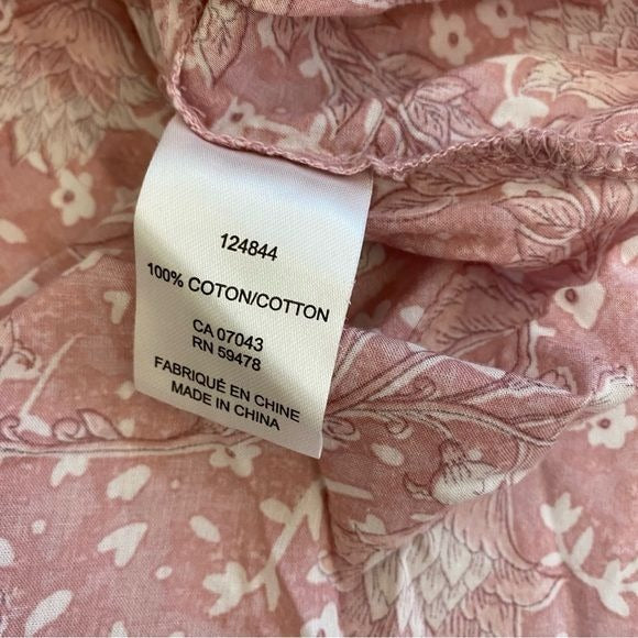 C&C California || Floral Peasant Popover Blouse Pink Large