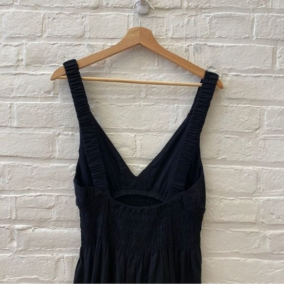 Abercrombie || Scrunchie Strap Linen Maxi Dress Black Small