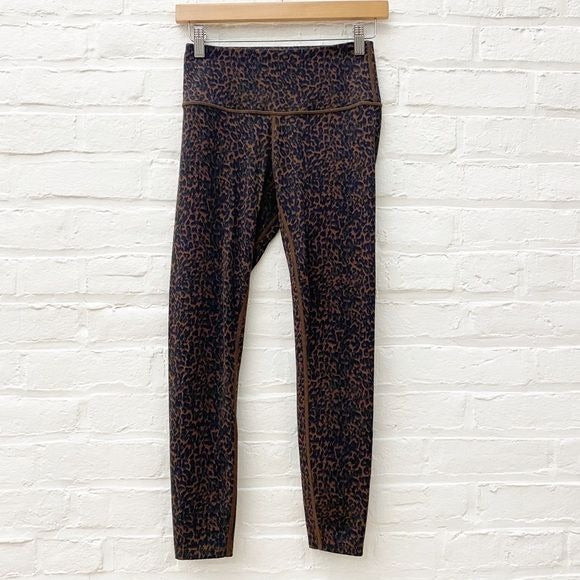 Varley || Let’s Move High Rise Leggings Bronze Distorted Cheetah Brown Small