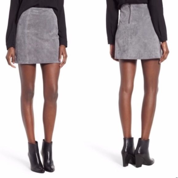 Blank NYC || Grey Suede Mini Skirt Silver Screen