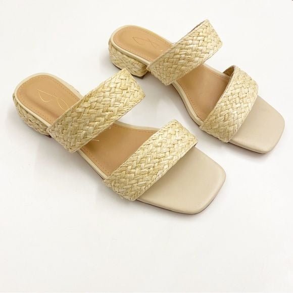 Joie || Niki Raffia Straw Block Heel Sandal Tan 6.5