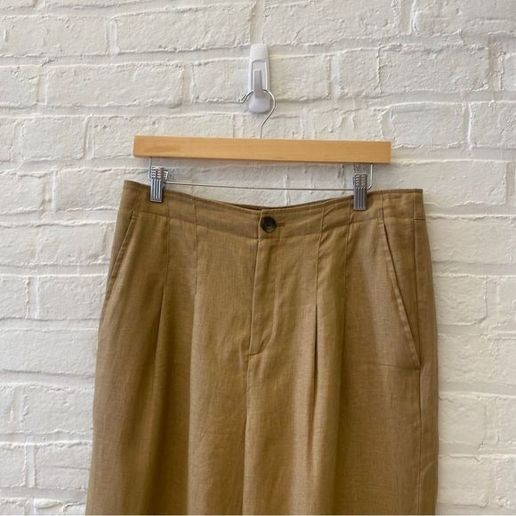 Banana Republic || High Rise Wide Leg Linen Pants Iced Latte Beige Brown 10 NWT