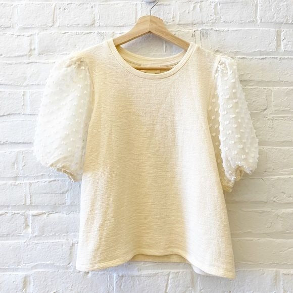 Anthropologie || Maeve Woven Puff-Sleeve Top Ivory Medium