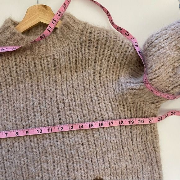 & Other Stories || Chunky Knit Alpaca Mock Neck Sweater Beige XS